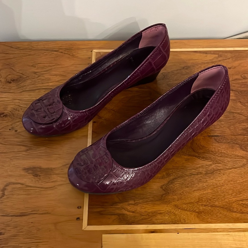 Tory Burch purple wedges